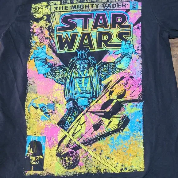 Star Wars Black Unisex Tee Vivid Colors "The Mighty Vader" - Size Small (34/36) - Picture 2 of 4